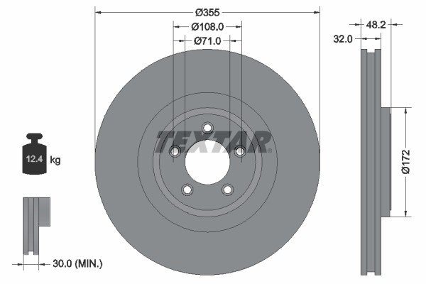 2X 92186305 Textar Brake Disc for Jaguar