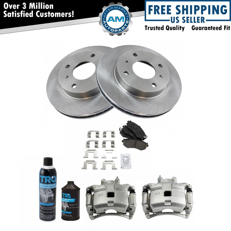 Front Brake Calipers Ceramic Pads & Rotors Fits 2000-2006 Nissan Sentra