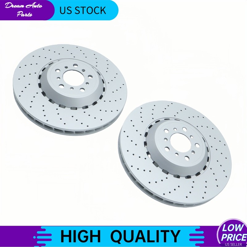 For BMW F06 F10 F12 F13 M5 M6 2Pcs Front Vented & Drilled Disc Brake Rotors