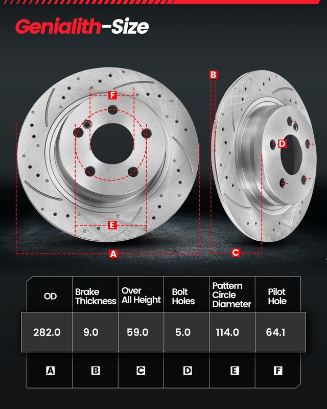 282MM Front Rear Disc Rotors Brake Pads for 2003-2011 Honda Element 2.4L gallery