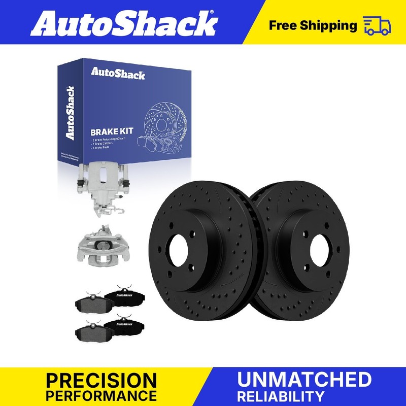 Rear Drilled Slotted Brake Rotors Premium Pads Calipers for Ford, Mustang 11-14