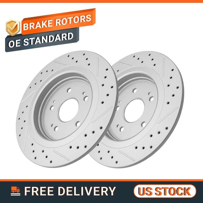 Rear Drilled and Slotted Disc Brake Rotors for 2014 – 2020 Acura RLX