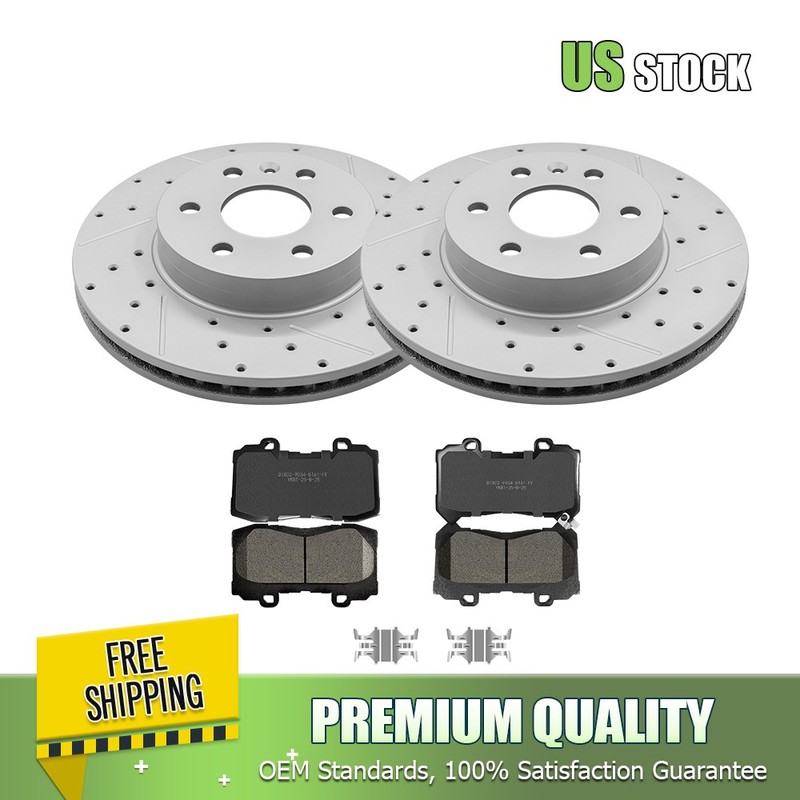 Front Drilled Slotted Rotors Brake Pads for 2015-2020 Chevy Colorado GMC Canyon