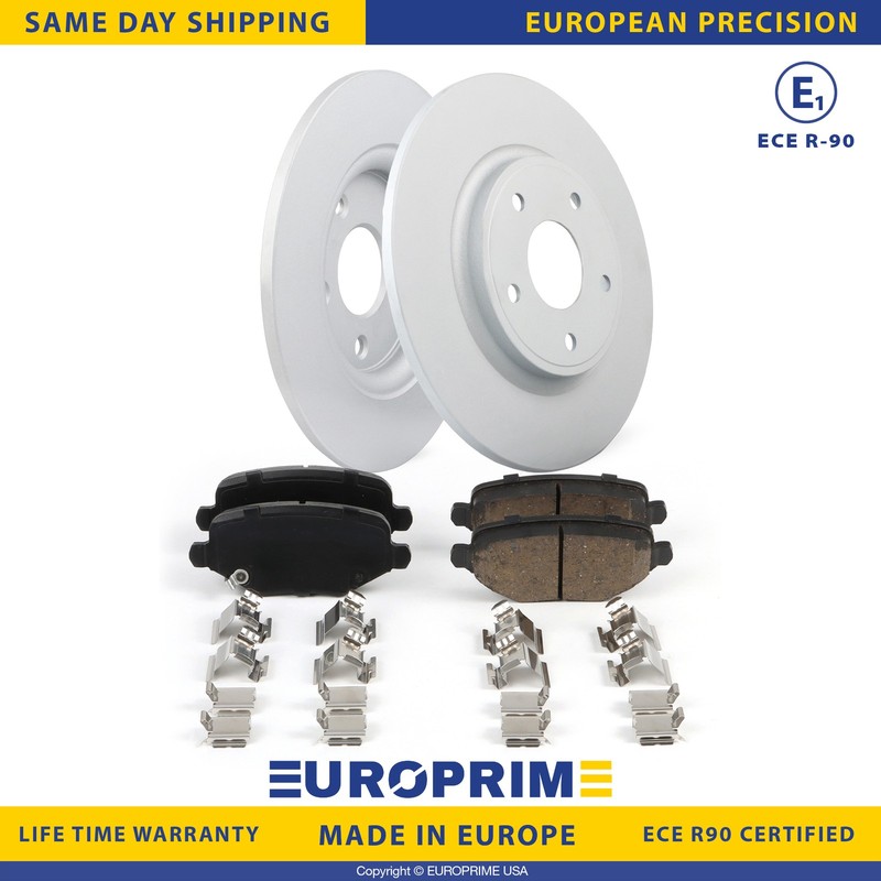 12.91 inch Rear Disc Brake Rotors + Ceramic Disc Brake Pad Kit for 12-15 Ram C/V