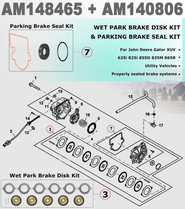 AM148465 AM140806 For JohnDeere 625i 825i 855D Wet Park Brake Discs & Seal Kit gallery