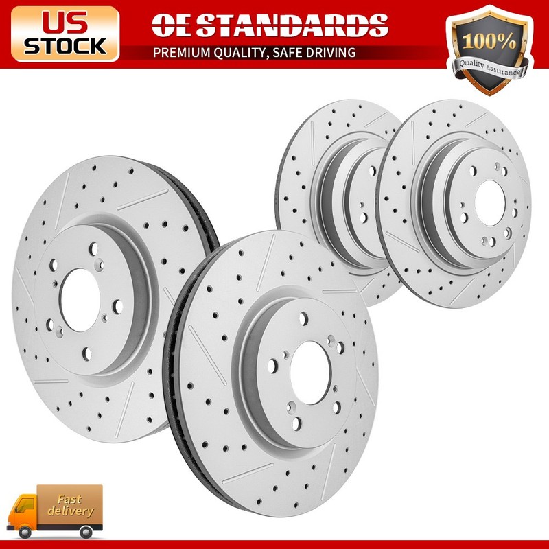 320mm Front & 334mm Rear Drilled Disc Brake Rotors Kit for 2009 – 2014 Acura TL