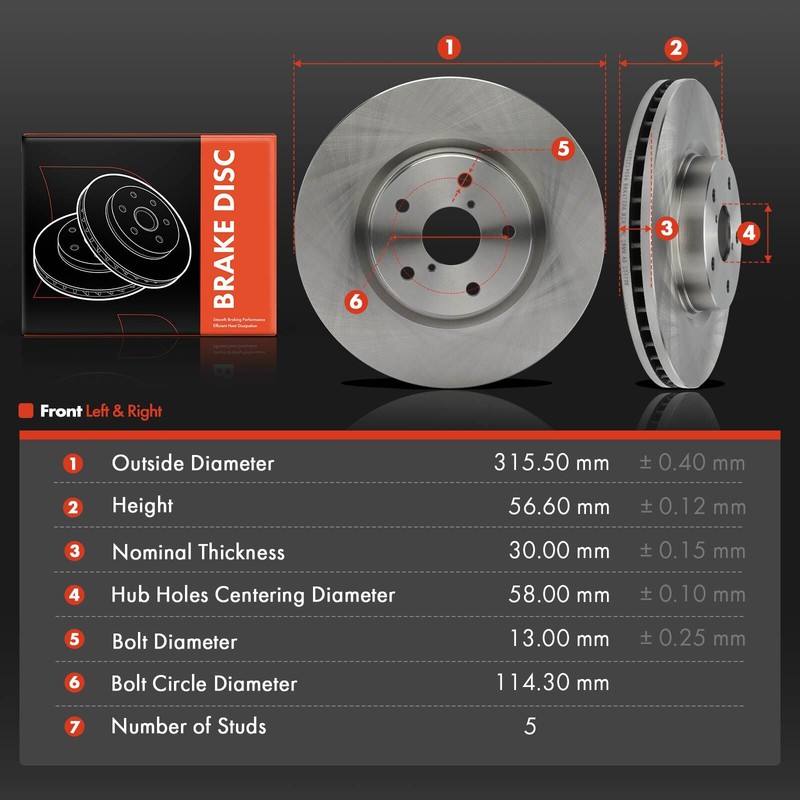 2Pcs Front LH & RH Side Disc Brake Rotors for Subaru Legacy Tribeca Outback WRX gallery