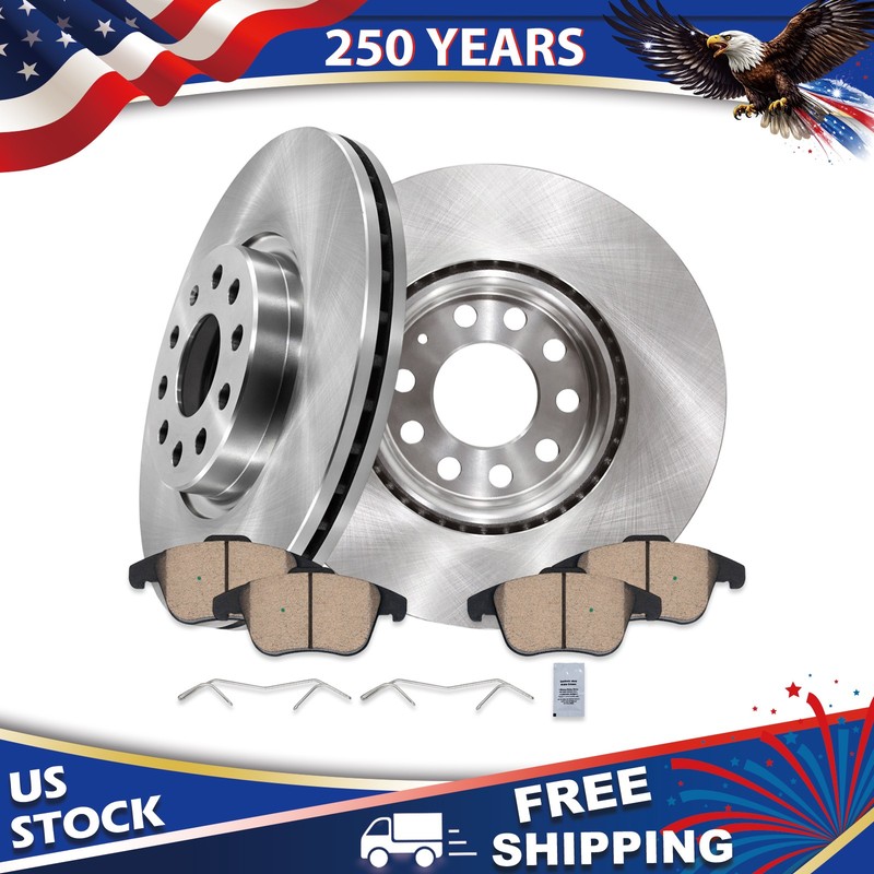 Disc Rotors Ceramic Brake Pads for Tiguan Limited Passat Audi Q3 Quattro FRONT