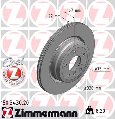Zimmermann 150.3430.20 Brake Disc for BMW, BMW (Brilliance)