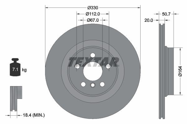2X Textar 92306805 Rear Brake Discs 330mm Vented Fits Bmw 1 2 Series Ix MINI X1