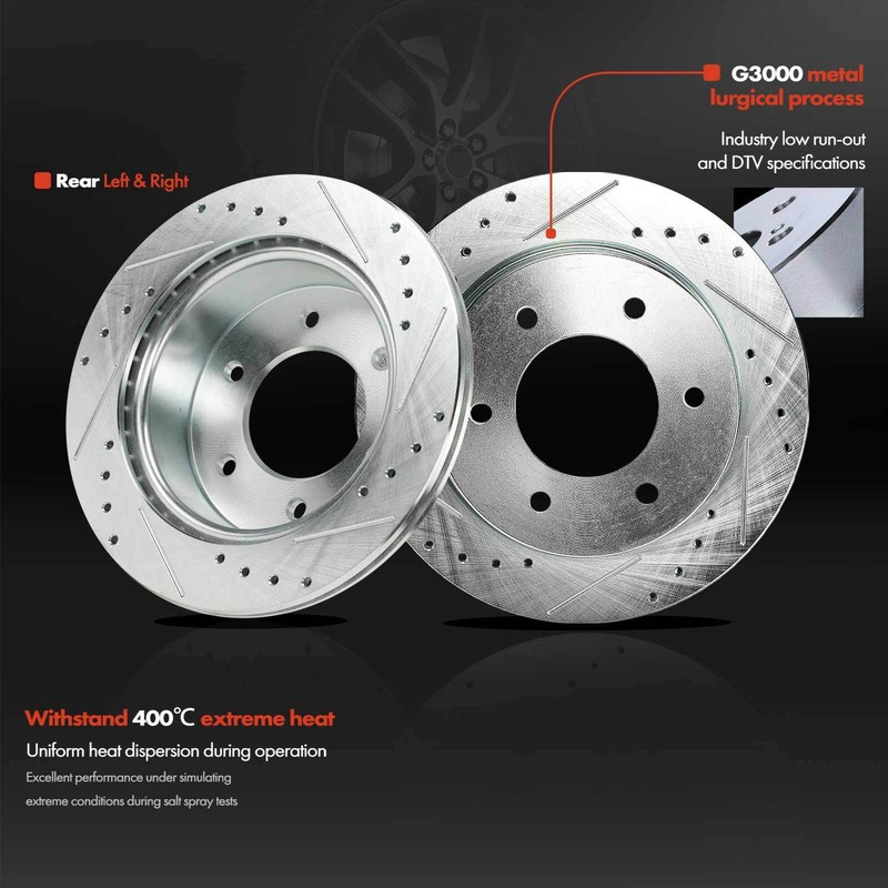 12x Front & Rear Drilled Brake Rotors & Ceramic Brake Pads for Ford Ranger 21-22 gallery