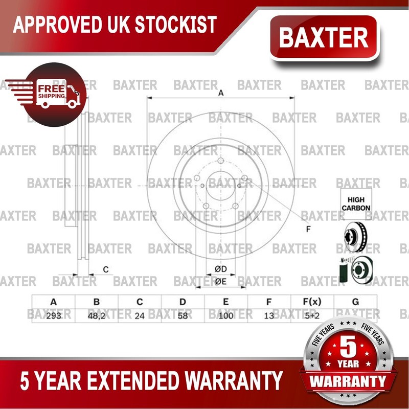 Fits Subaru XV 2017-2024 1.6 2.0 Baxter Front Brake Disc 26300FL010