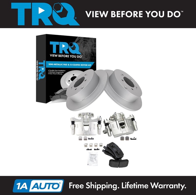 TRQ Rear Brake Calipers Ceramic Pads & Rotors Fits 09-11 Lancer 08-13 Outlander