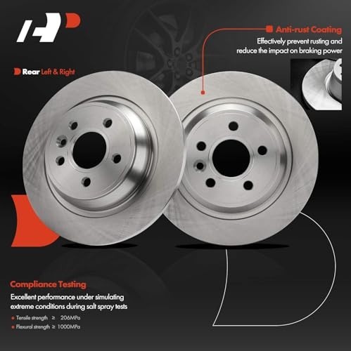 11.88" Rear Solid Disc Brake Rotors for Range Rover Evoque 2012-2015, 2-PC Set gallery