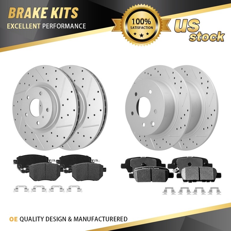 Front & Rear Drilled Rotors + Ceramic Brake Pads for 2004 – 2008 Nissan Maxima