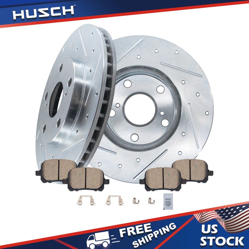 Front Drilled Brake Rotors and Ceramic Pads for Toyota Avalon Solara Lexus ES300