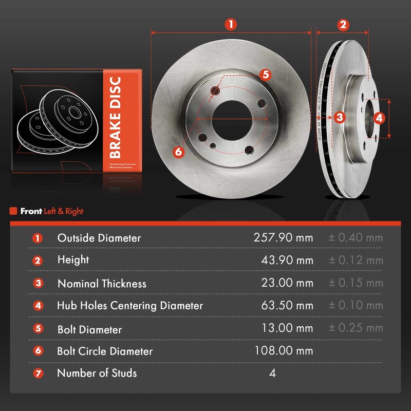 Disc Brake Rotors for Ford Fiesta 2011-2019 258mm Front Driver & Passenger Side gallery
