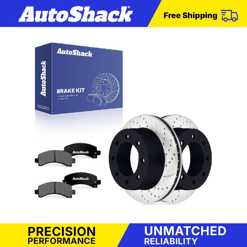 Rear Drilled Slotted Brake Rotors Premium Pads for Chevy Express 3500 2003-2017