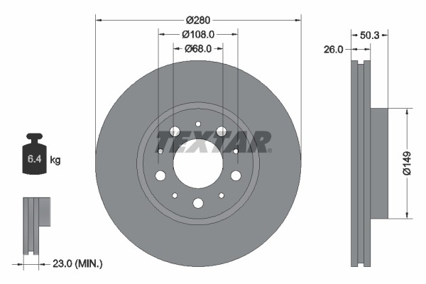 Textar 92066703 Brake Disc for Volvo