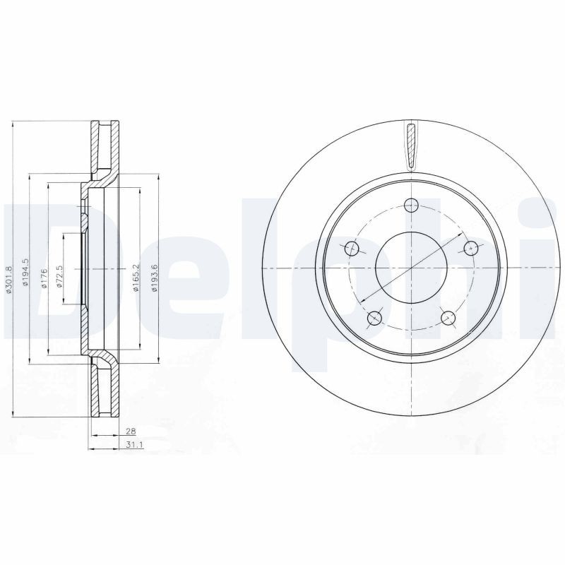 Delphi BG4248 Brake Disc for Chrysler, Dodge, Fiat, VW