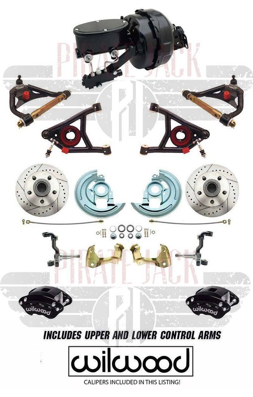 1964-72 Chevelle Wilwood Calipers, 9″ Dual Pwr Disc Brake Kit, Tubular A-Arms