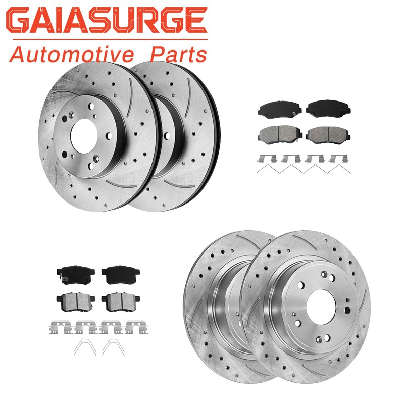 ​Front and Rear Brake Rotors Pads Kit fit for Honda Accord LX 2008-2017 Slotted