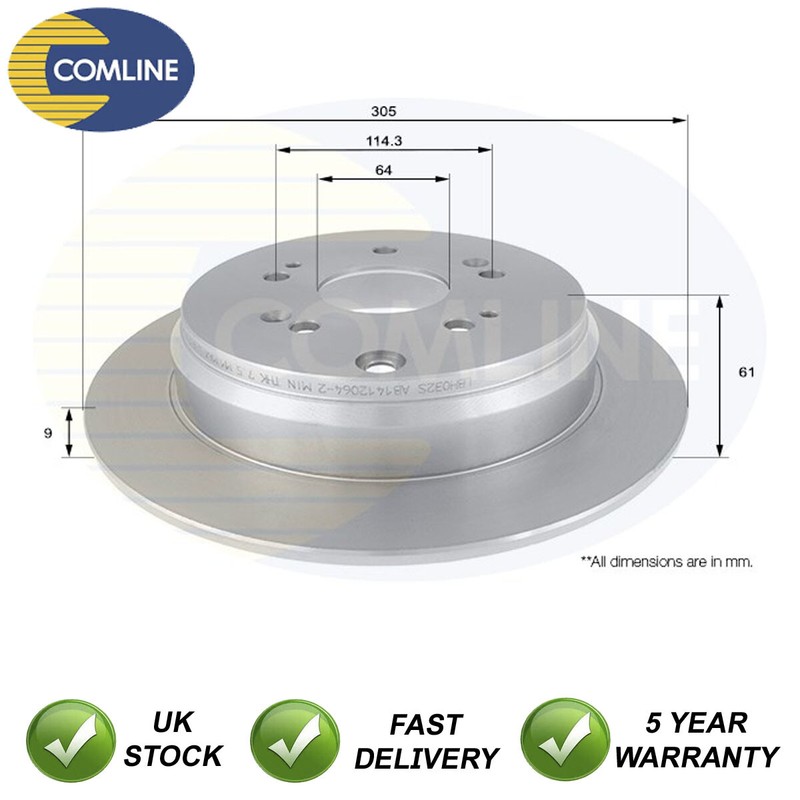 Brake Disc Rear Comline Fits Honda CR-V 2004- 2.0 2.2 D TDi 2.4 #1