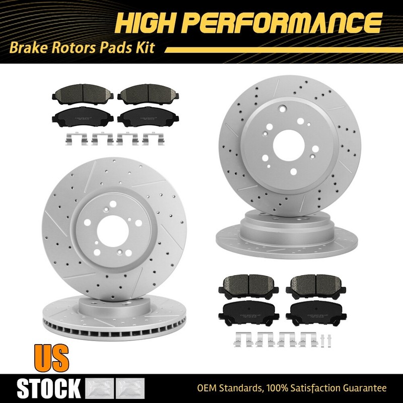 Front Rear Disc Brake Rotors + Ceramic Brake Pads For Honda Pilot Acura MDX ZDX
