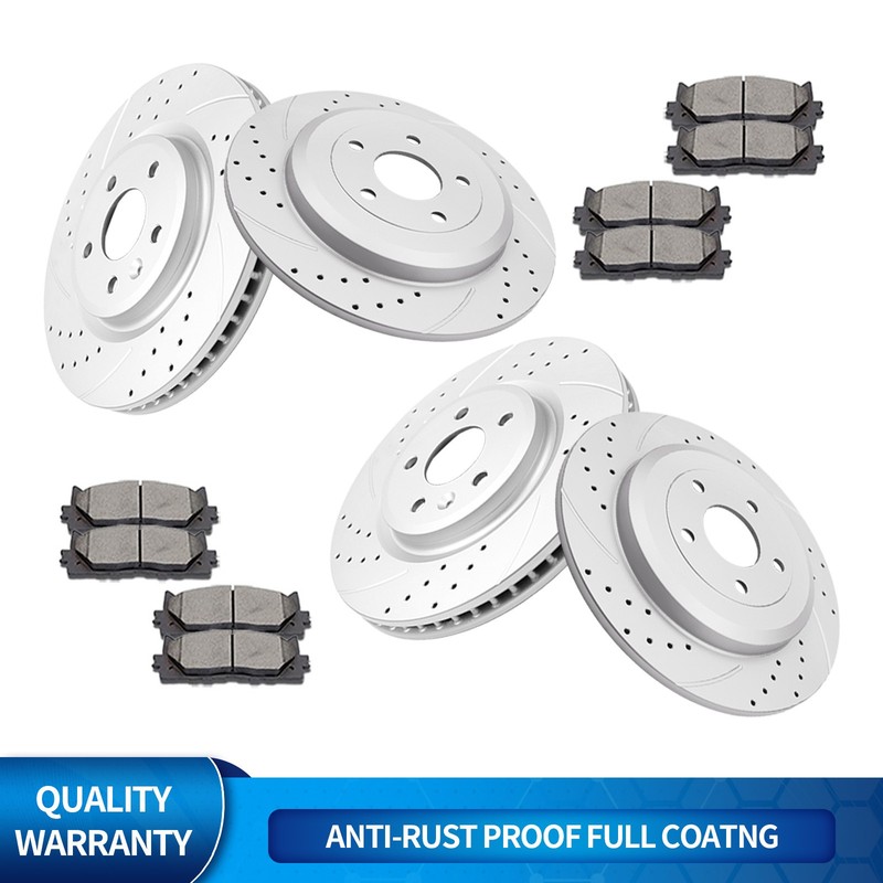 Front and Rear Drilled Rotor Brake Pad Kit Fit Ford Flex Taurus Explorer MKS MKT