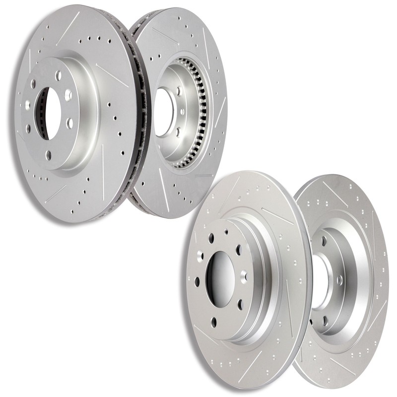 Front & Rear Drilled Slotted Brake Rotors Black Set of 4 for Ford Fusion Mazda 6