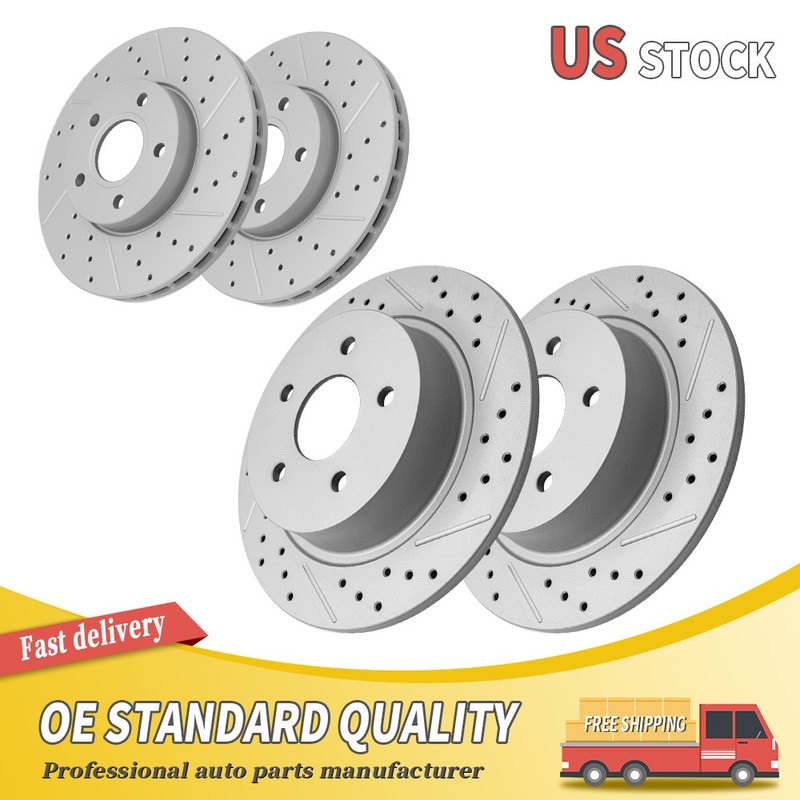 Front & Rear Drilled Brake Rotors For Ford C-Max 2013 2014 2015 2016 2017 2018