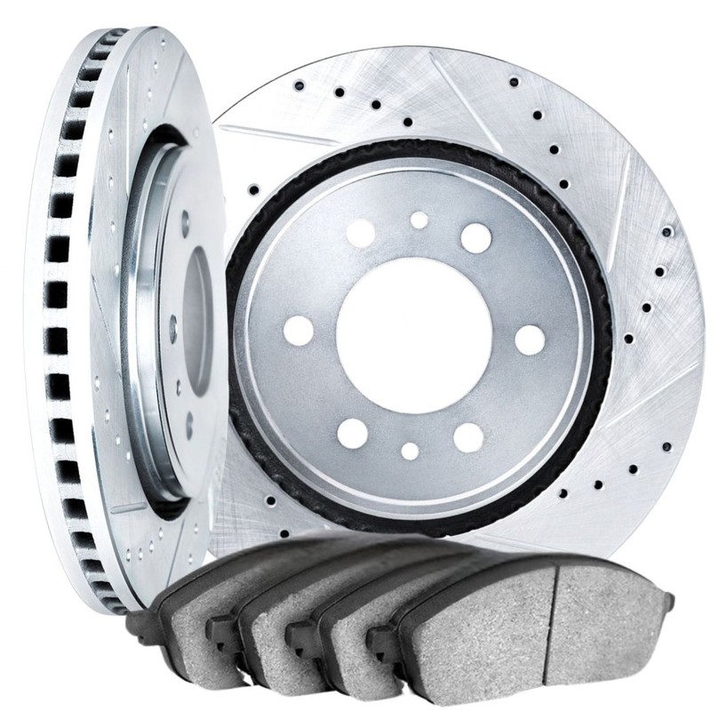 For GMC Acadia 2007-2017 Rotor Set Front | Silver | Vented | Drilled and Slotted gallery