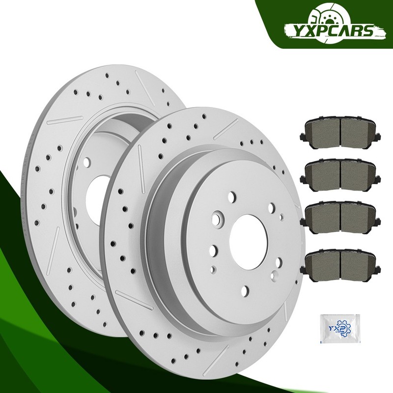 330mm Rear Disc Rotors Ceramic Brake Pads Kit for 2014 2015 2016 Acura MDX