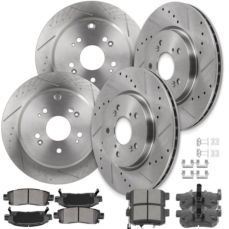 Fits Acura For RDX 2010 2011 2012 FWD Brake Slot Drill Rotors Pads Front Rear