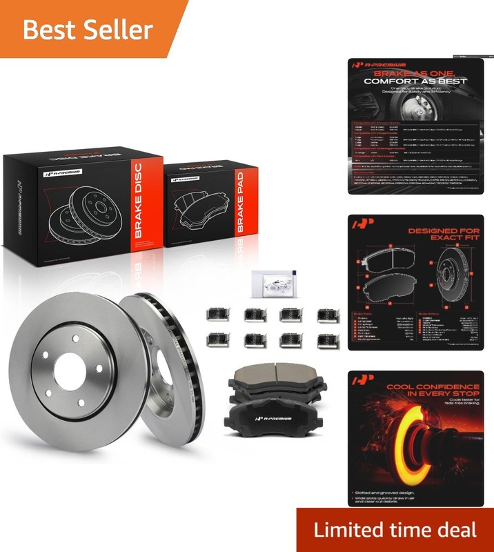 High-Performance 11.88″ Front Vented Brake Rotors + Ceramic Pads Kit for Chry…