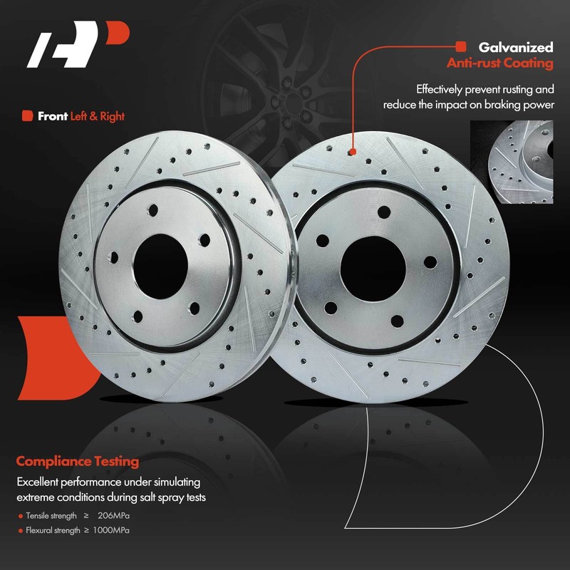 A-Premium 8x Front Drilled Brake Rotor & Pad + Caliper for Dodge Grand Caravan gallery
