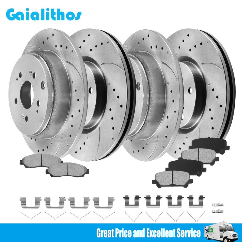 Front Rear Disc Rotors Ceramic Brake Pads for 09-13 Honda Pilot Acura MDX ZDX