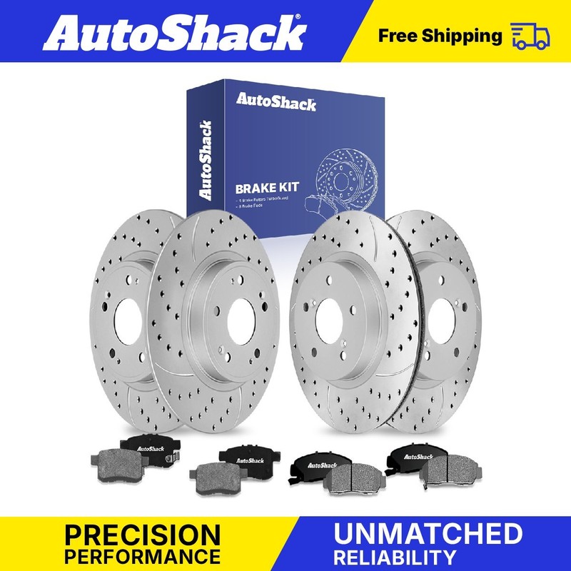 Front Rear Drilled Slotted Brake Rotors Ceramic Pads for Honda, Accord 2010-2012