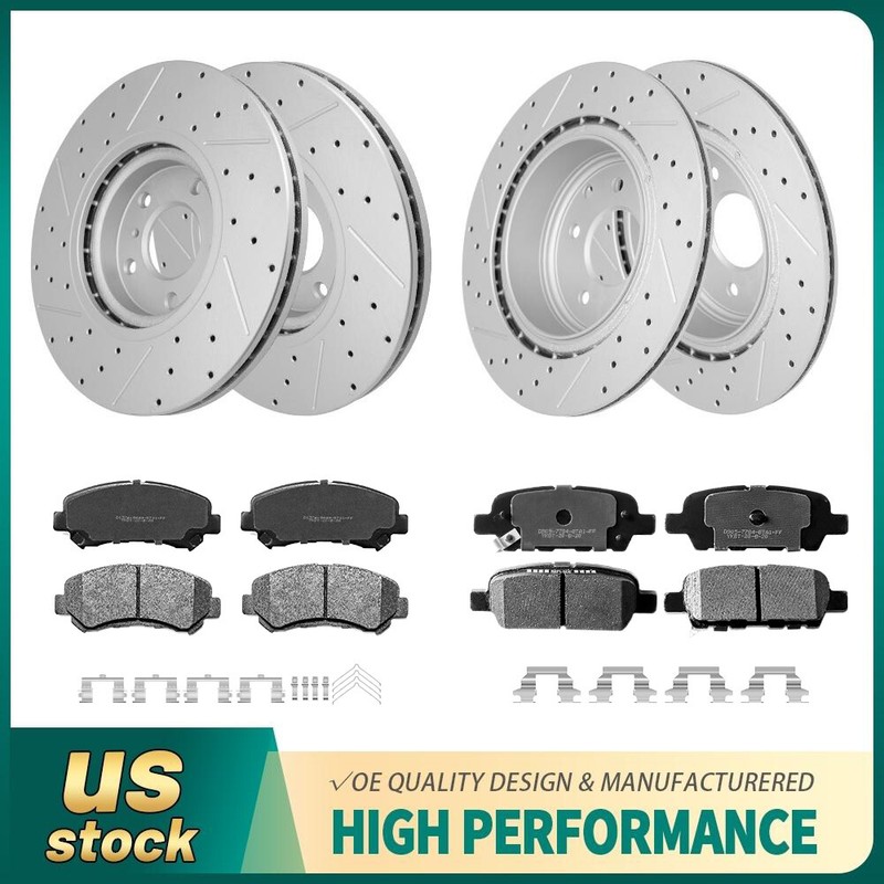 Front Rear Drilled Disc Brake Rotors +Ceramic Pads For Nissan Maxima 2009 – 2020