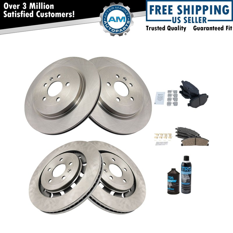 Front & Rear Premium Posi Ceramic Disc Brake Pad & Rotor w/Chemicals