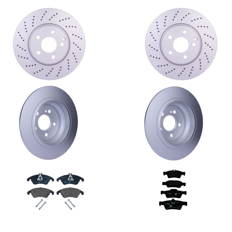 Hella Front322mm Rear300mm Rotors Low-Met Disc Brake Pad Kit For W212 E250 Sedan