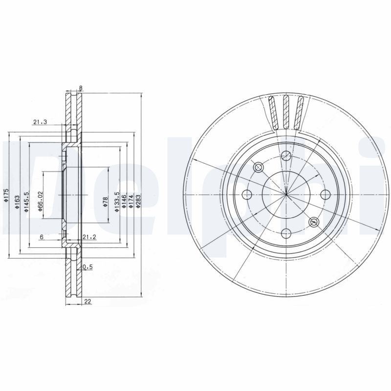 Delphi BG2690 Brake Disc for Citroen, Peugeot