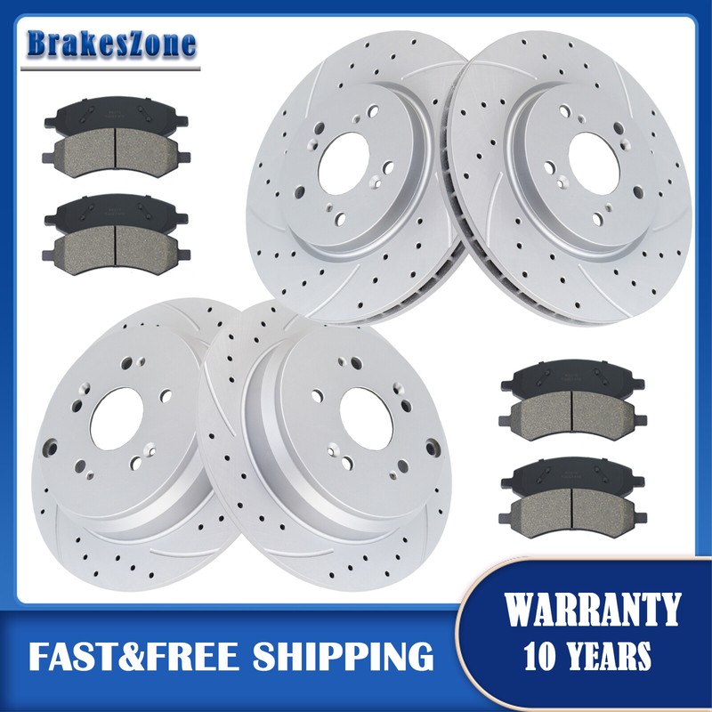 ​Front and Rear Brake Rotors Pads Fit for Honda CR-V 2007-2016 Drilled Slotted