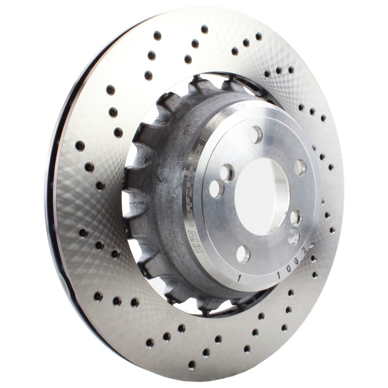 SHW Performance Rear Left Drilled 385mm Disc Brake Rotor For BMW F85 X5 F86 X6 M gallery