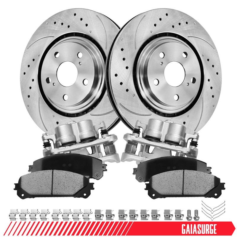 Front Brake Rotors & Pads + Calipers for Toyota Highlander Sienna Lexus RX350