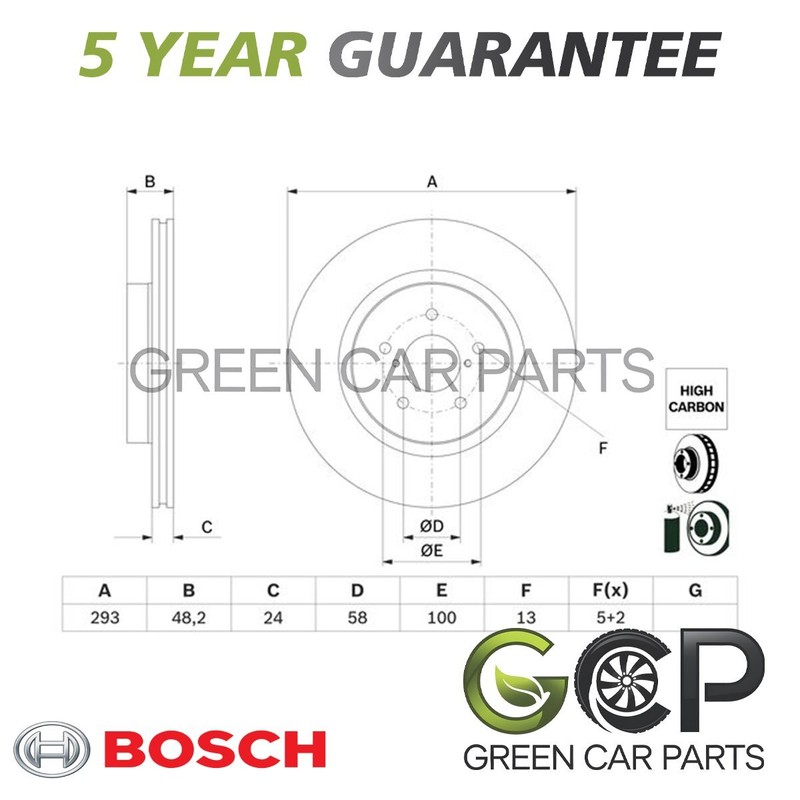 Bosch Front Brake Disc Fits Subaru XV 2017-2024 1.6 2.0 26300FL010