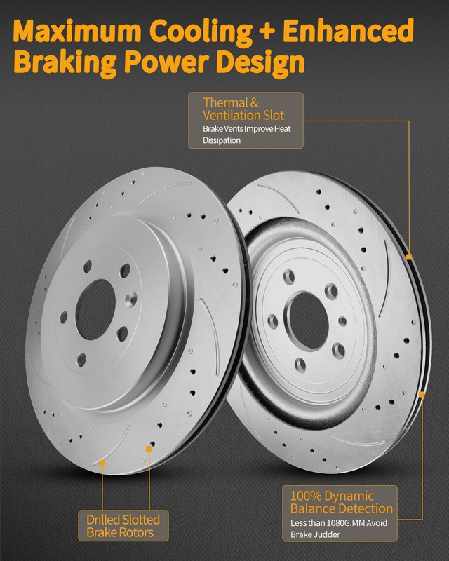 AWD Rear Drilled Brake Rotors & Brake Pads for Dodge Charger Magnum Challenger gallery