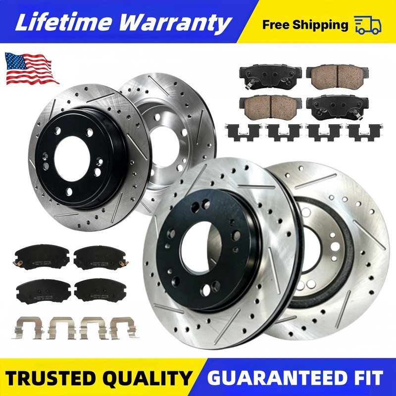 10.84″ Front Rear Disc Brake Rotor Brake Pad for 2007 2008 2009 Hyundai Elantra