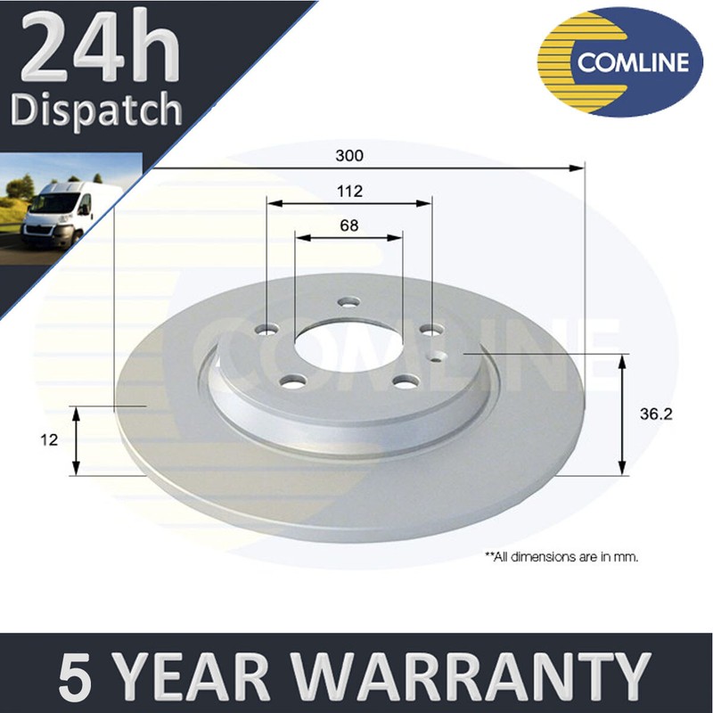 Fits Audi A4 2005- A5 2007- A6 2010- Q5 2008-2017 Comline Rear Brake Disc #1