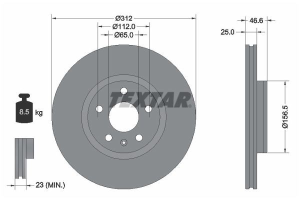 2X 92343203 Textar Brake Disc for MG,MG (SAIC),ROEWE (SAIC)